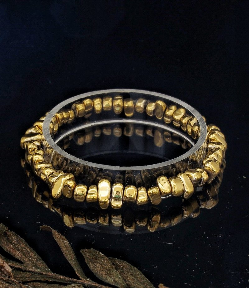 Christmas Gift 1 set 3 pcs of Irregular Golden Hematite Bracelet - สร้อยข้อมือ - หิน 