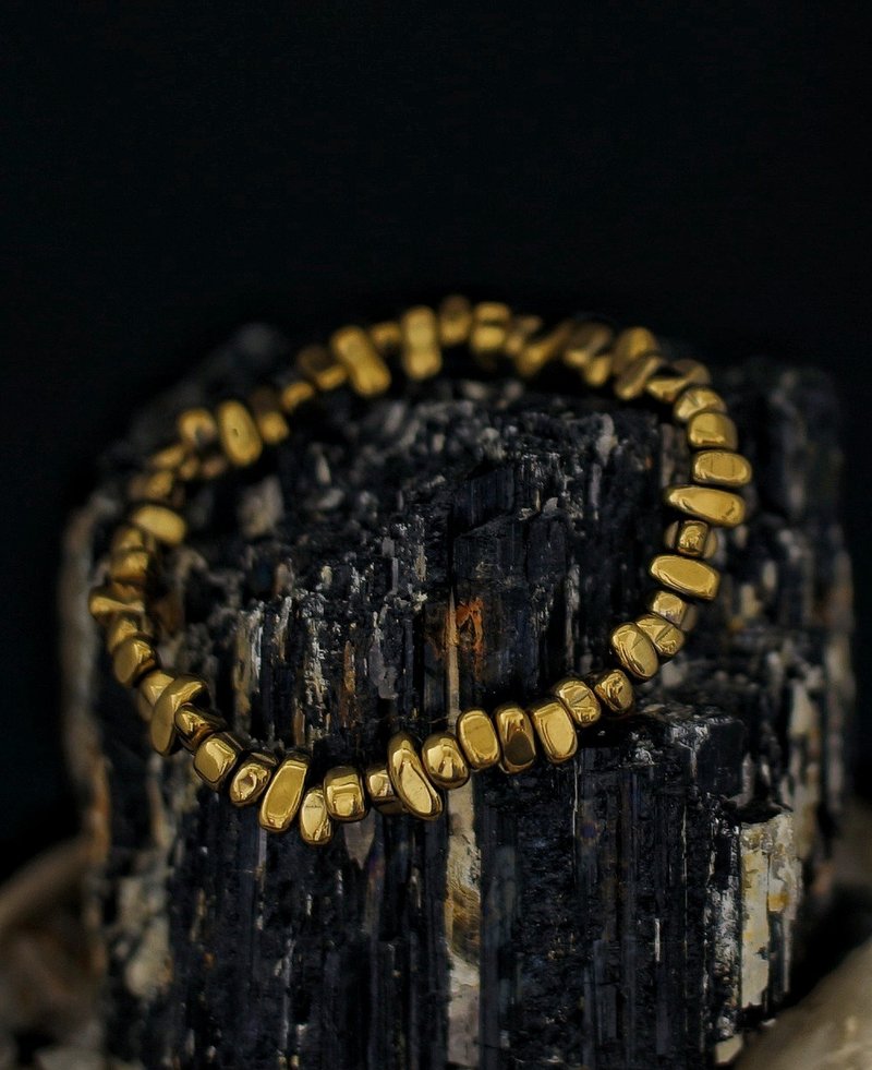 Christmas Gift 1 set 3 pcs of Irregular Golden Hematite Bracelet - สร้อยข้อมือ - หิน 