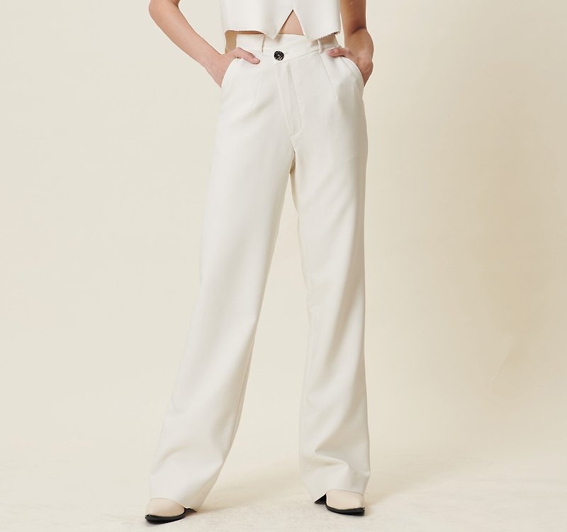P16 Overlap High Waist Ivory - Women's Pants - Other Materials White