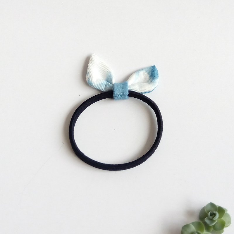 Rabbit Earrings Stereo Blue Stained Cute Bow Ties Original Handmade Rabbit ears Hair ring - Hair Accessories - Cotton & Hemp Blue