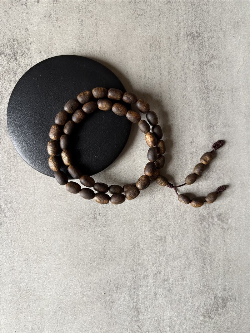 【隨形橢圓款】天然大王棋楠沉香雙圈手串(鎖骨鍊)6mm - 手鍊/手環 - 木頭 