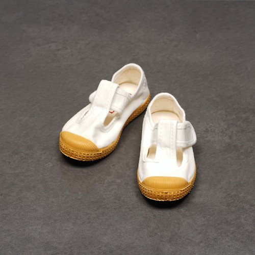 CIENTA 西班牙帆布鞋 西班牙帆布鞋CIENTA J77997 05 白色 黃底 經典布料 童鞋 T字款