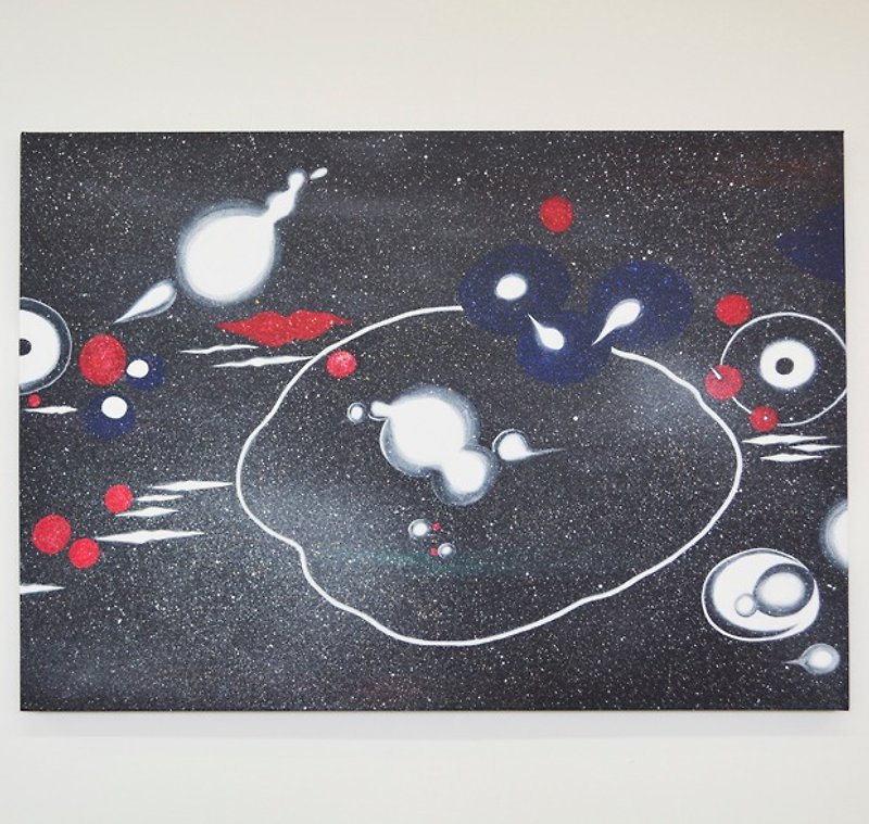 Starry Universe Milky Way Map Geometric Dot Dot Canvas Creation Acrylic Hand-painted Frameless Painting Works - โปสเตอร์ - สี สีดำ