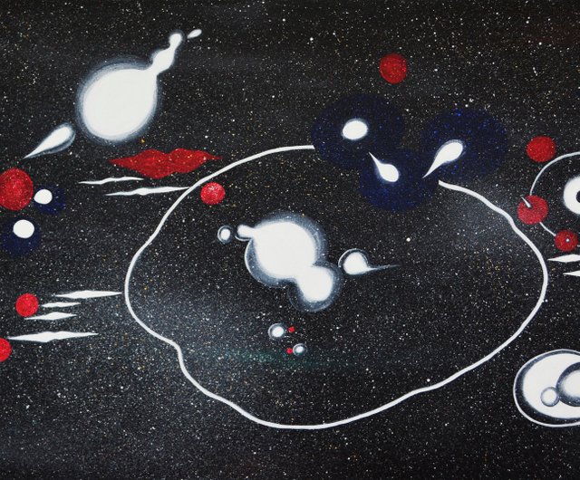 手描き抽象画「夜空の地図」 手描き抽象画「夜空の地図」 13's ハンドメイド・手芸 手描き抽象画