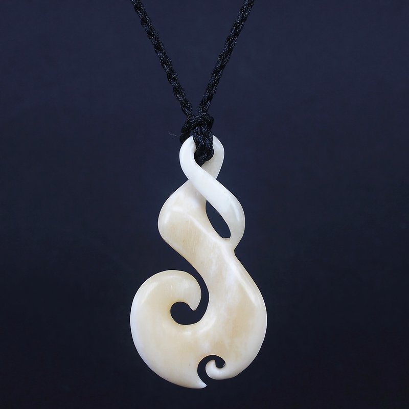 Maori infinite symbol cute fish hook tail retro simple personality men and women necklace clavicle chain jewelry - Necklaces - Other Materials 