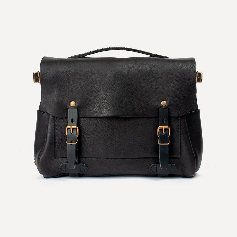 Bleu de Chauffe-Eclair M leather messenger bag_Noir / black - Messenger Bags & Sling Bags - Genuine Leather 