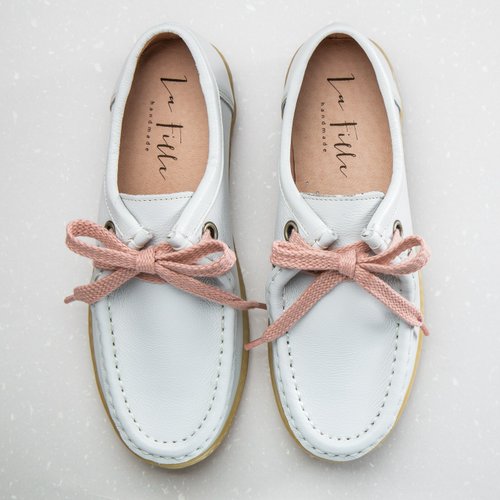 Strolling LOHAS leather casual shoes _ pearl white