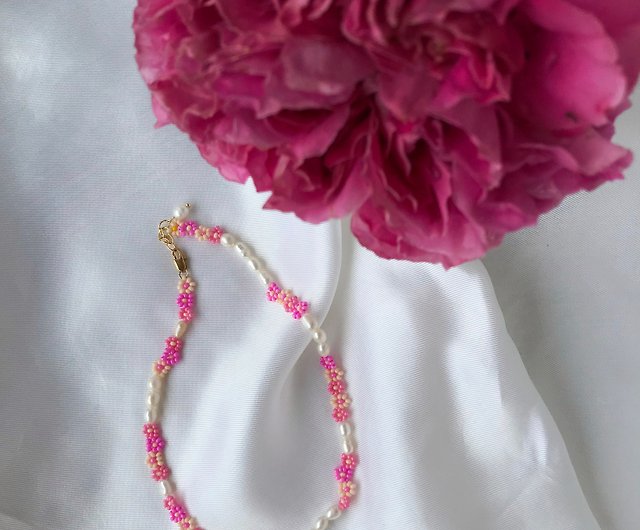 Flower Choker Necklace Pink