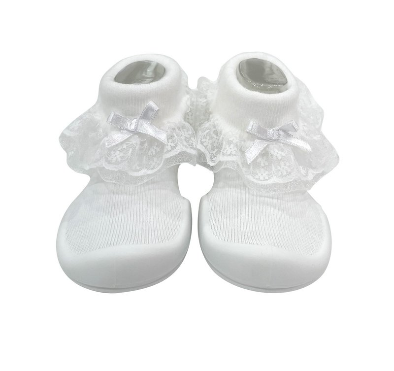 Korean Ggomoosin toddler socks and shoes-Princess White Lace - Baby Shoes - Cotton & Hemp 