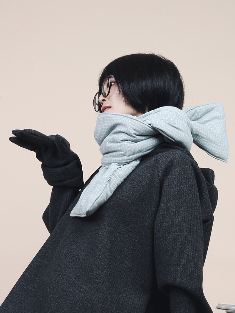 格子棉圍巾秋冬保暖圍脖女百搭長款 - 圍巾/披肩 - 棉．麻 多色