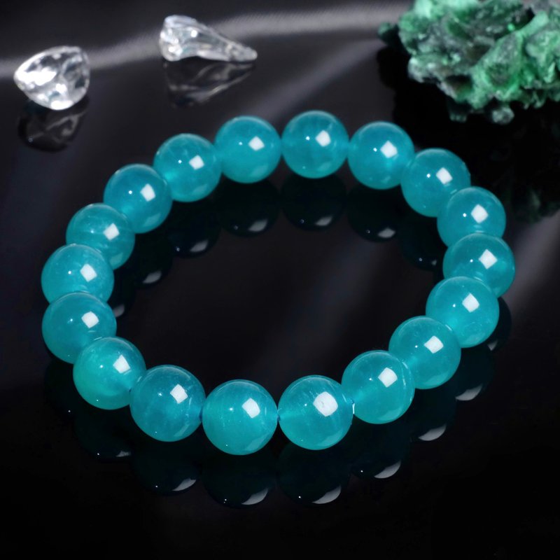 Ice amazonite Stone bracelet│Amazonite , a lucky Stone for good luck and fortune, New Year gift - Bracelets - Crystal Blue