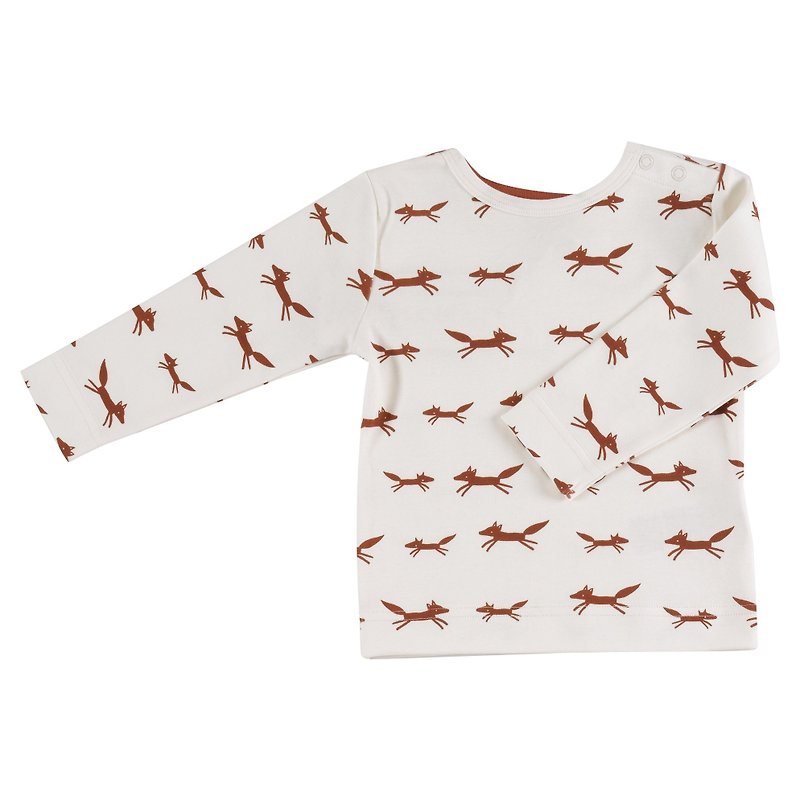 100％オーガニックコットンTシャツの小さな狐のデザイン - トップス・Tシャツ - コットン・麻 ホワイト