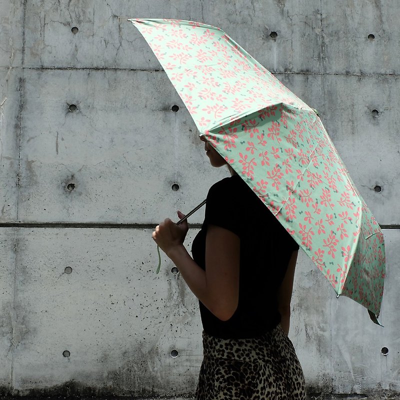 【台灣文創 Rain's talk】逆齡花園抗UV三折自動開收傘 - 雨傘/雨衣 - 防水材質 綠色