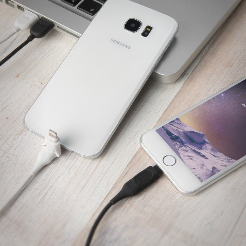 Bone / 二合一雙頭充電線 ( Lightning / micro USB ) - 黑 / 白 - 行動電源/充電線 - 矽膠 多色
