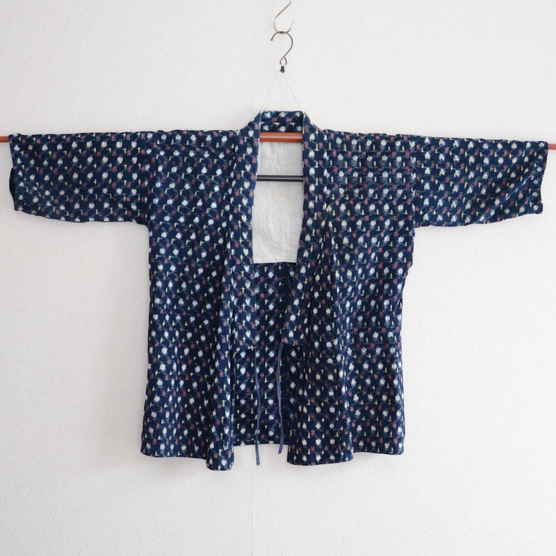 Noragi Jacket Indigo Dyed Kimono Japanese Fabric Cotton Vintage Kasuri Uwappari - Knitting, Embroidery, Felted Wool & Sewing - Cotton & Hemp Blue