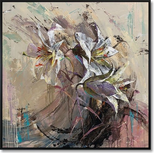 ユリの花の絵画 オリジナル油絵 モダンな壁装飾 キャンバスに