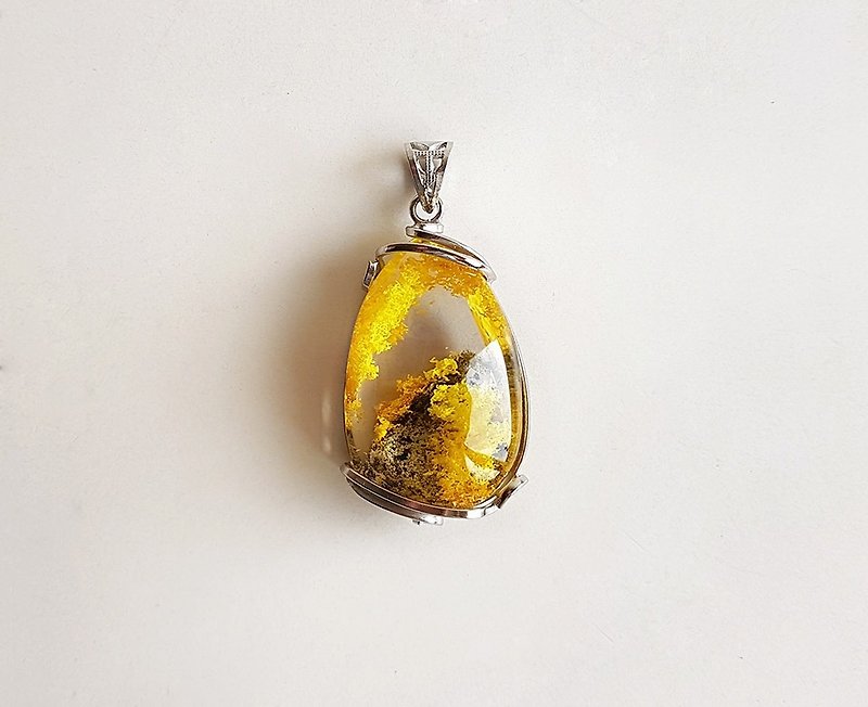[Gem Series] North Story natural ore color ghost crystal • pendant - Necklaces - Gemstone Yellow