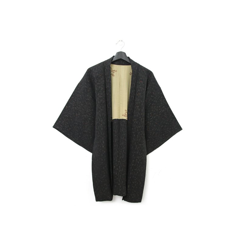 Back to Green-日本帶回羽織 金蔥刺繡  碎花紋/vintage kimono - 女大衣/外套 - 絲．絹 