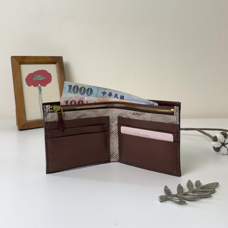 【Pinkoi 線下活動預購商品】植鞣拼接拉鍊短夾 - 錢包/皮夾/長短夾 - 真皮 黑色