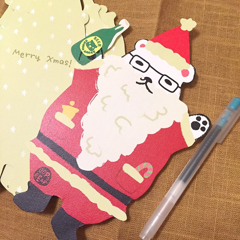 Oops bear - 聖誕特別版－白熊部長聖誕卡 - 卡片/明信片 - 紙 紅色