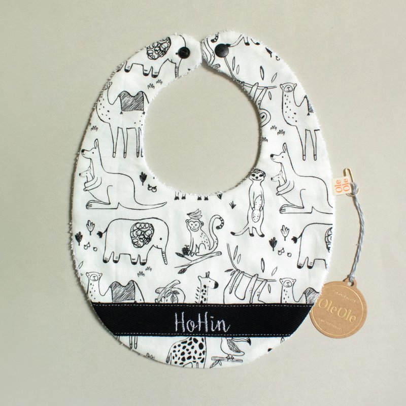 OleOle Personalized Baby Bib | Safari - Bibs - Cotton & Hemp Multicolor