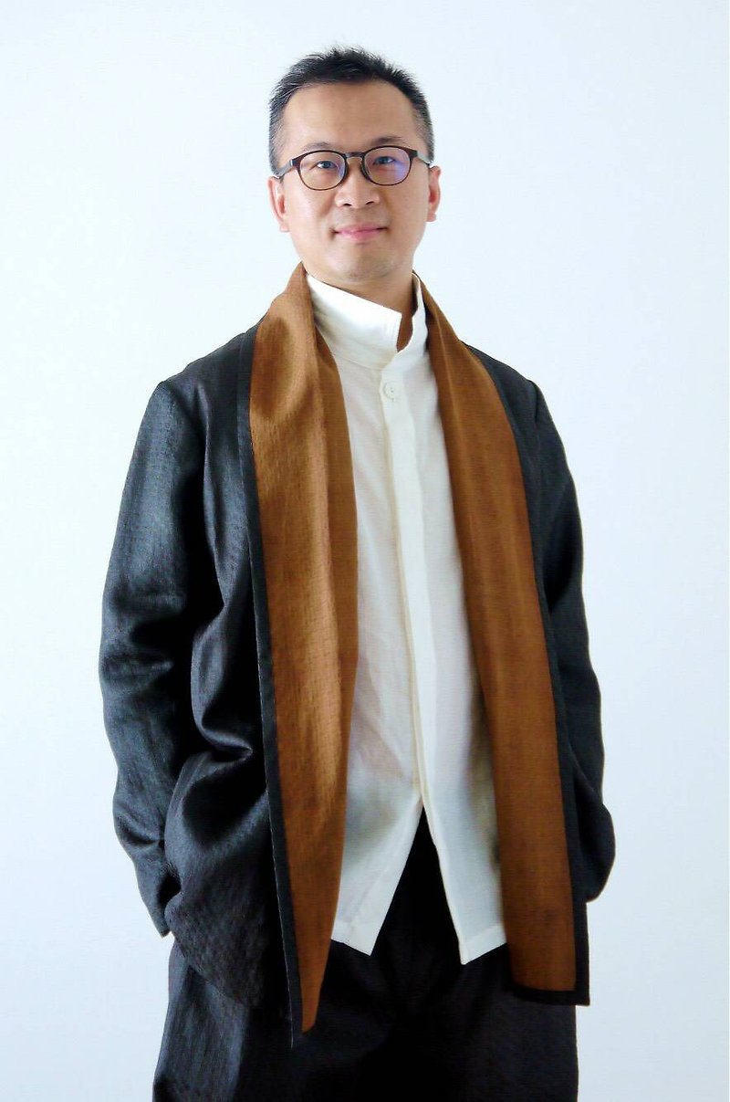 Male/Fragrant Cloud Yarn Lapel Blouse-No Li/Customized Goods/Taiwan Original Design/Tailor Master - Men's Coats & Jackets - Silk Brown