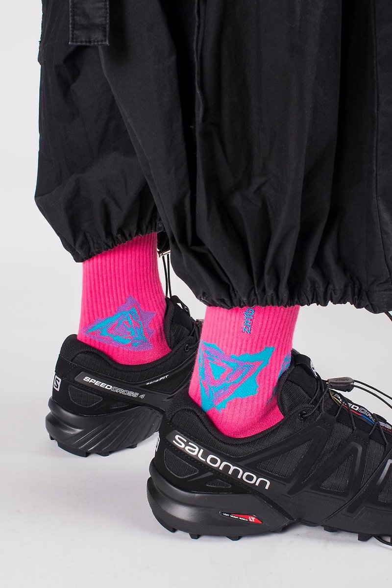 Fluor Pink - SPEED S1 Crew socks - ถุงเท้า - ผ้าฝ้าย/ผ้าลินิน หลากหลายสี