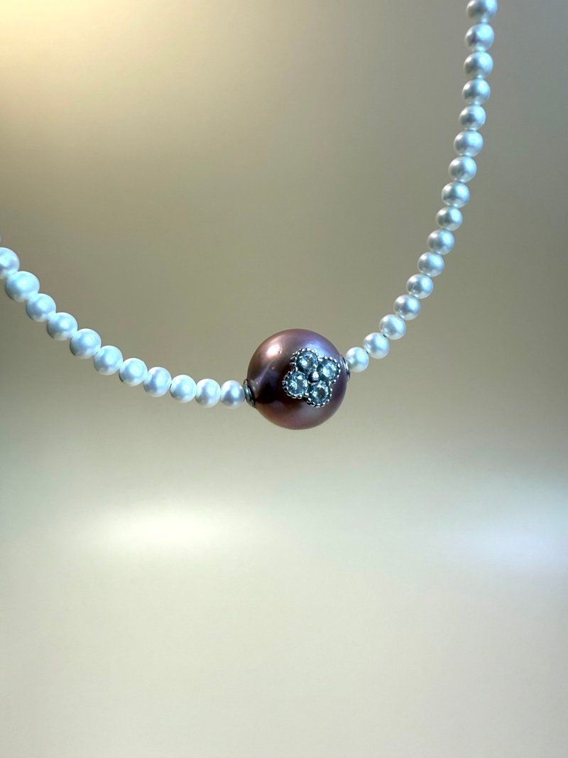 幸運紫輪 天然淡水珍珠頸鏈 - 項鍊 - 珍珠 紫色