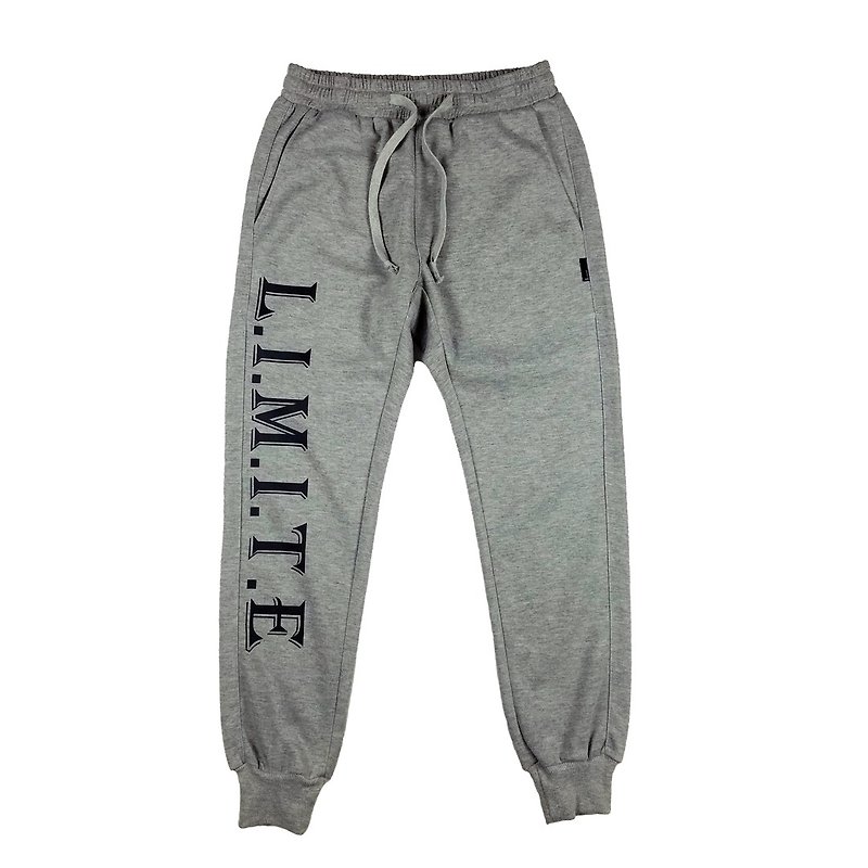 L.I.M.I.T.E - Men's Printed Sweat Pants - กางเกงขายาว - ผ้าฝ้าย/ผ้าลินิน สีเทา