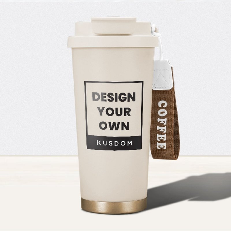 Double-layer vacuum high-end coffee thermos cup, 530ml (ceramic) - กระบอกน้ำร้อน - ดินเผา 