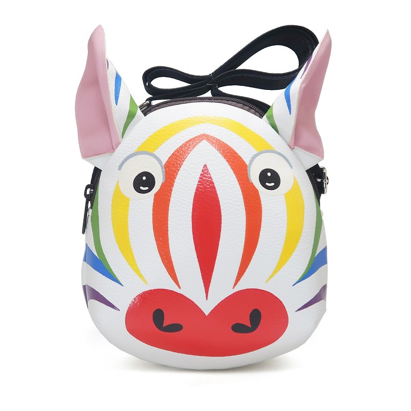 Rainbow zebra crossbody bag is compact fro carrying mobile phones. - 其他 - 人造皮革 白色