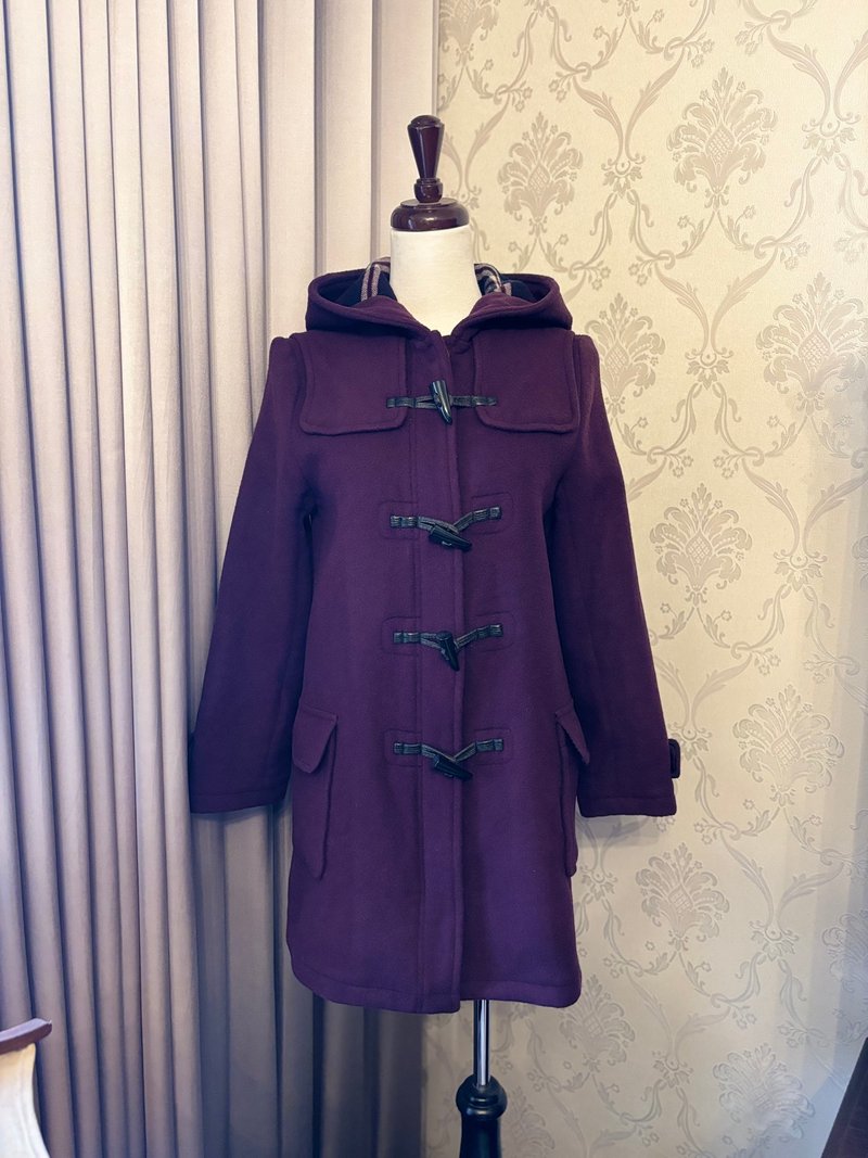 Rare British Purple Horn Button Vintage Coat - Women's Casual & Functional Jackets - Wool Purple