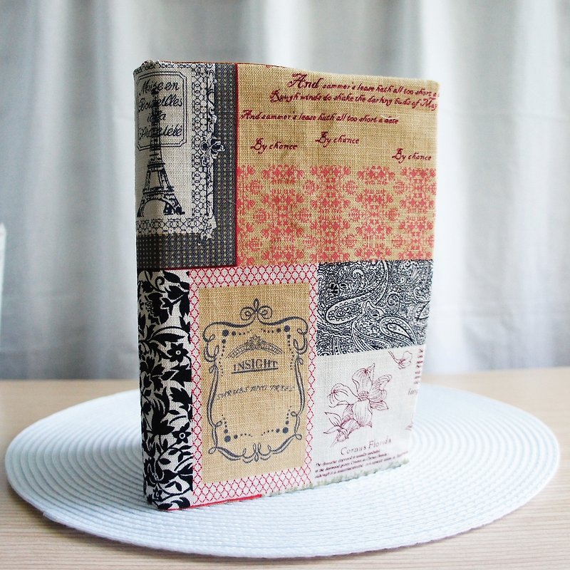 Lovely [retro patchwork & coffee bottom jade double-sided cloth book] book cover 25K log, A5 hand account E - Book Covers - Cotton & Hemp Multicolor