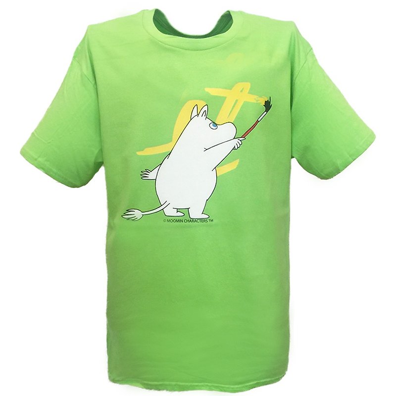 Moomin 噜噜 米 Authority-T-Shirt 【Graffiti】 Adult Short Sleeve T-shirt - เสื้อยืดผู้หญิง - ผ้าฝ้าย/ผ้าลินิน ขาว