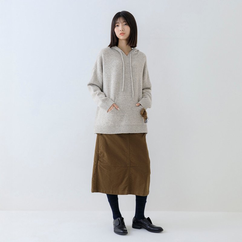 恬然十字剪接開衩裙 - 裙子/長裙 - 其他材質 咖啡色