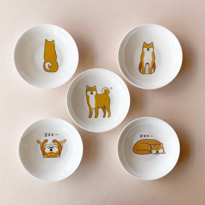 Shiba Inu Bone China Plate Gift Box Set with Carrying Bag (Yellow Chai, Red Chai, Black Chai) - จานเล็ก - เครื่องลายคราม หลากหลายสี