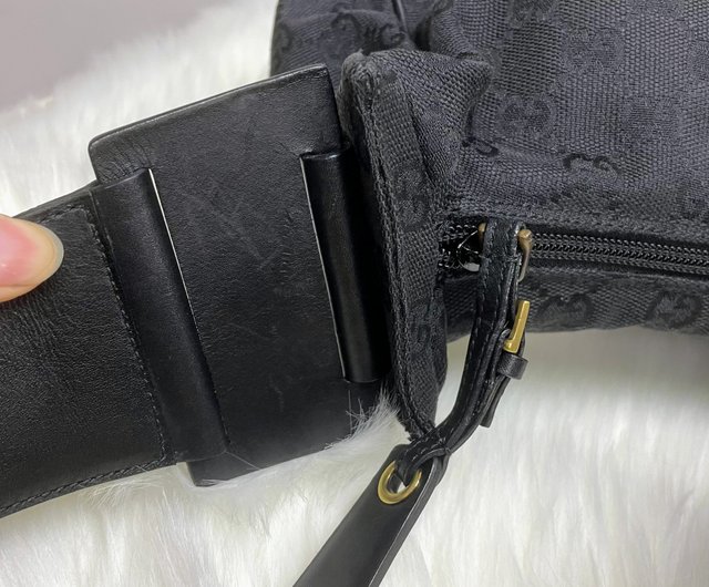 GUCCI black dark flower GG canvas x leather shoulder bag