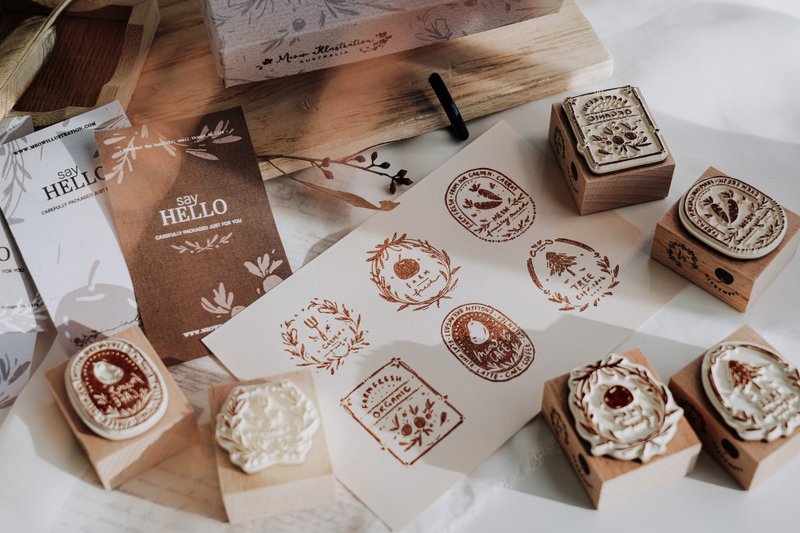 Farm Fresh (6 pieces) Wooden Stamp Set - ตราปั๊ม/สแตมป์/หมึก - ไม้ 