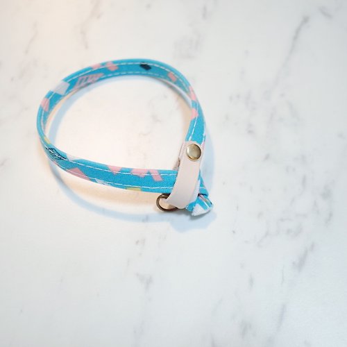 Michu Pet Collars #美珠手作 貓 項圈 菱形小方磚 青藍色 可加購吊牌 附鈴鐺