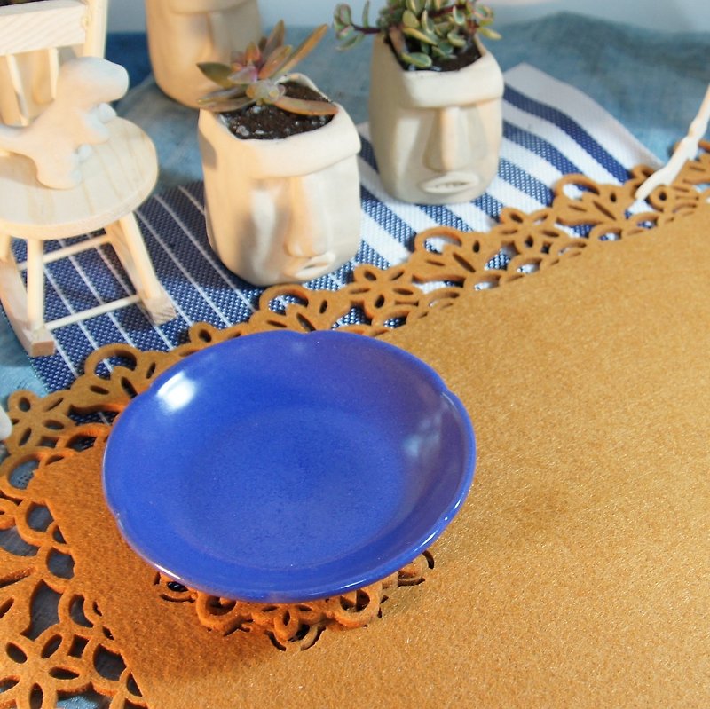 Cobalt Blue Purple Small Plate - about 11.9 cm in diameter - Small Plates & Saucers - Pottery Purple