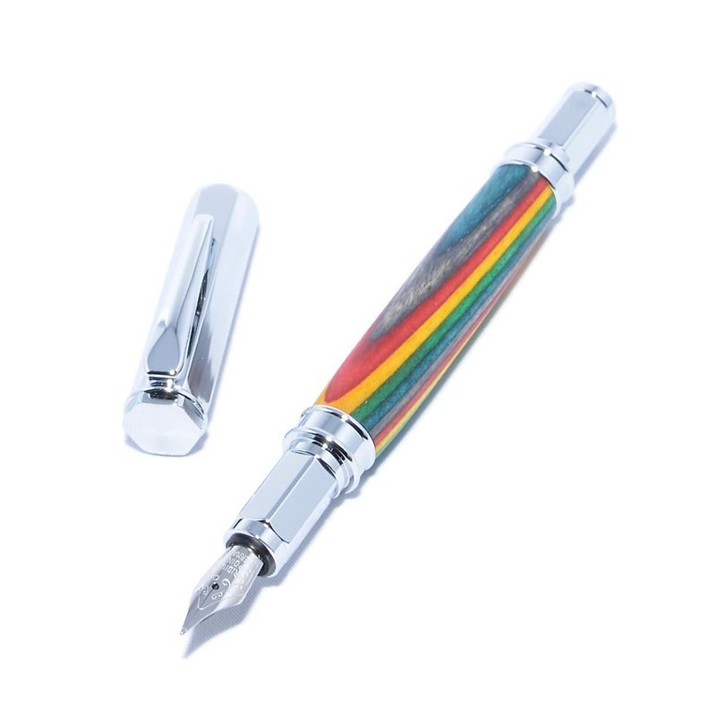 Wooden Fountain Pen with Magnetic Cap (Dyed hardwood, Chrome plating) (VF-C-SPR) - อุปกรณ์เขียนอื่นๆ - ไม้ หลากหลายสี
