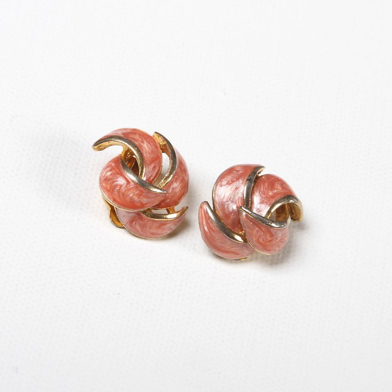 [Egg Plant Vintage] Showa Spiral Retro Clip Antique Earrings - ต่างหู - ทองแดงทองเหลือง 