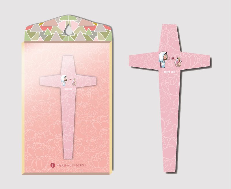 愛の出会い - クリスタルステッカーポストカード - シール - プラスチック ピンク