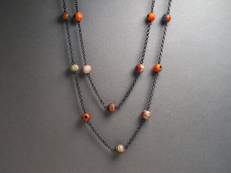 #GN062 Murano Glass Beads Necklace - สร้อยคอ - แก้ว หลากหลายสี