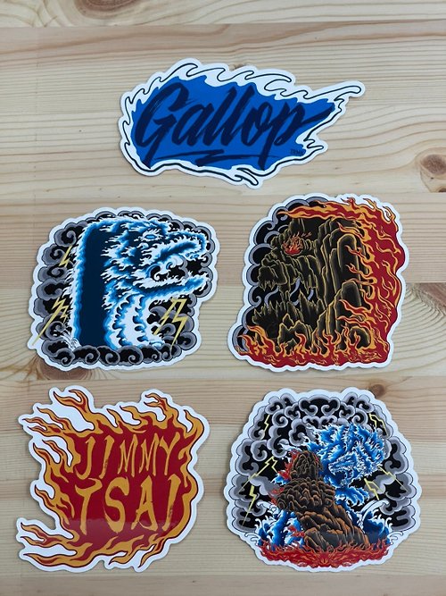 Gallop Kustom Kulture 藝術家Jimmy Tsai 設計 - 山海觀紀念 防水貼紙 貼紙包 5入組