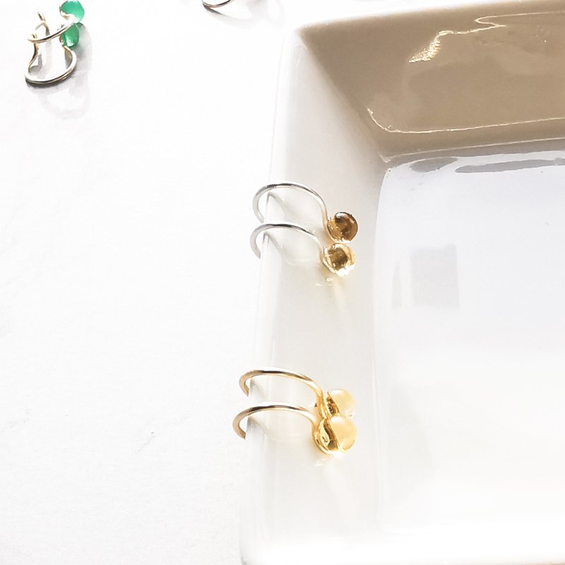 Citrine non-pierced earrings - ต่างหู - เครื่องประดับพลอย สีทอง