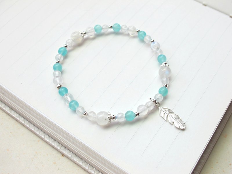 Tianhe Stone Stone 925 Sterling Silver [Blue Cloud] Enhances Confidence and Temperament - Bracelets - Crystal Multicolor
