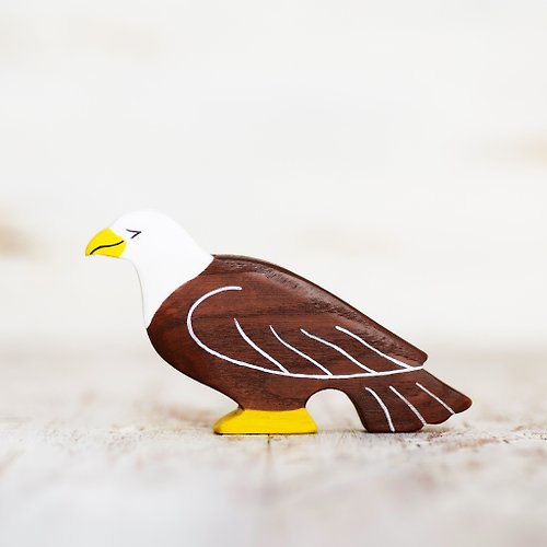 Wooden Caterpillar Toys Wooden toy Eagle figurine Bird of Jove figure Bald eagle