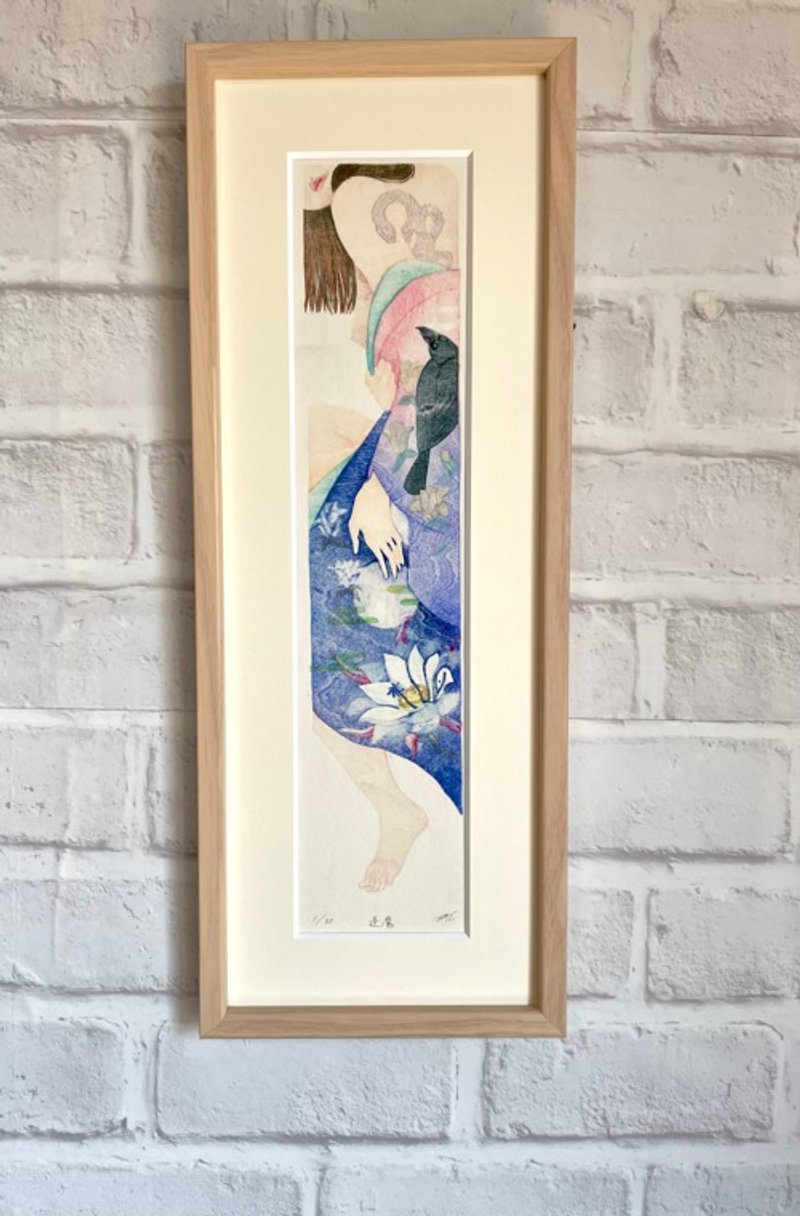【額付き】　木版画　短冊　逢魔 - 海報/掛畫/掛布 - 紙 