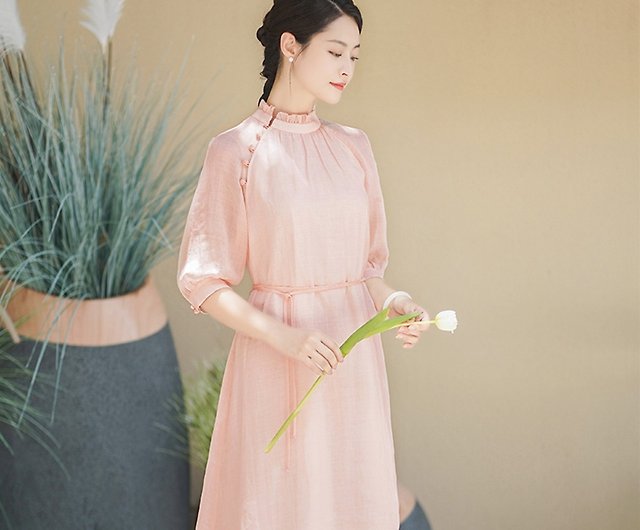 Chinese Dress Improved Cheongsam Dress Zen Tea Clothes - Fashion Hanfu